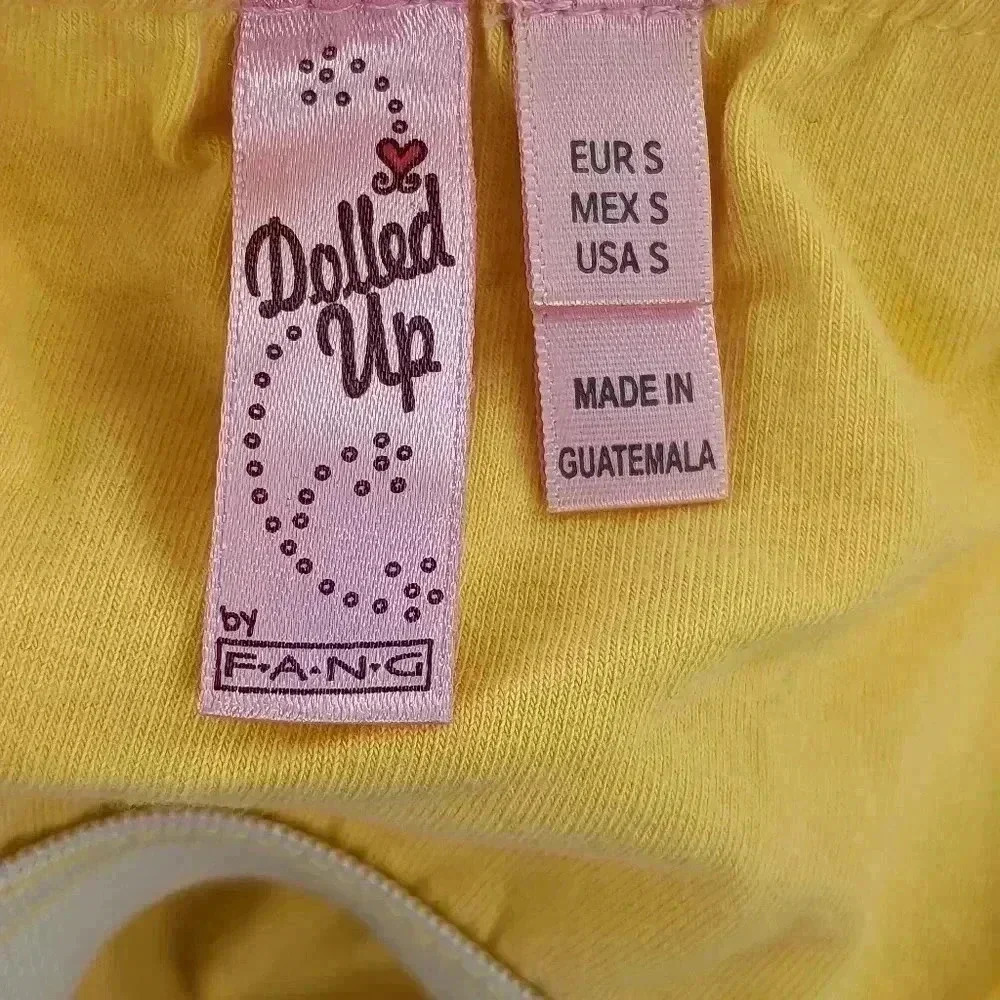 Dolled Up By F.A.N.G Women's Y2K Small Yellow Black Tribal Sleeveless Tube Top - Picture 6 of 9